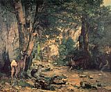 Deer Canvas Paintings - A Thicket of Deer at the Stream of Plaisir Fountaine